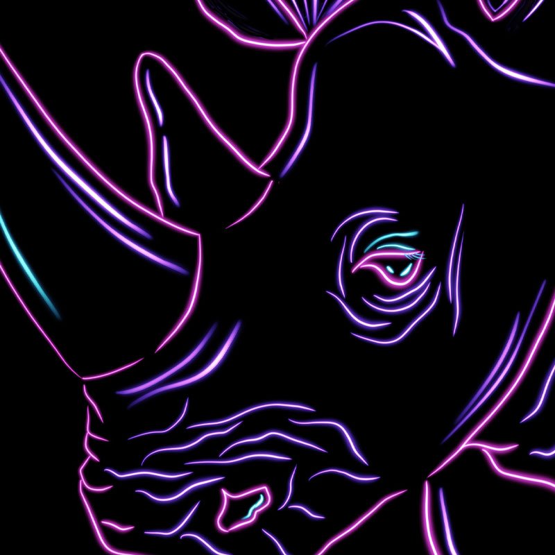 Illustration Neon Beast Rino
